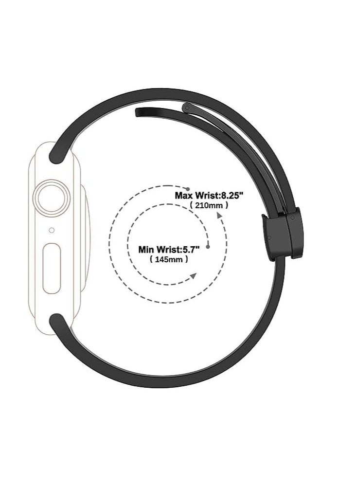 Generic - Magnetic Band for Apple Watch Ultra 49mm 45mm 44mm 42mm, Soft Silicone Sport Strap Men Women Compatible with iWatch Series 8/7/6/5/4/3/2/1 (Black) - Image 1