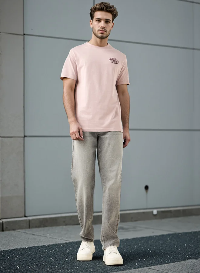 لي كوبر Lee Cooper Typographic Print Crew Neck T-shirt