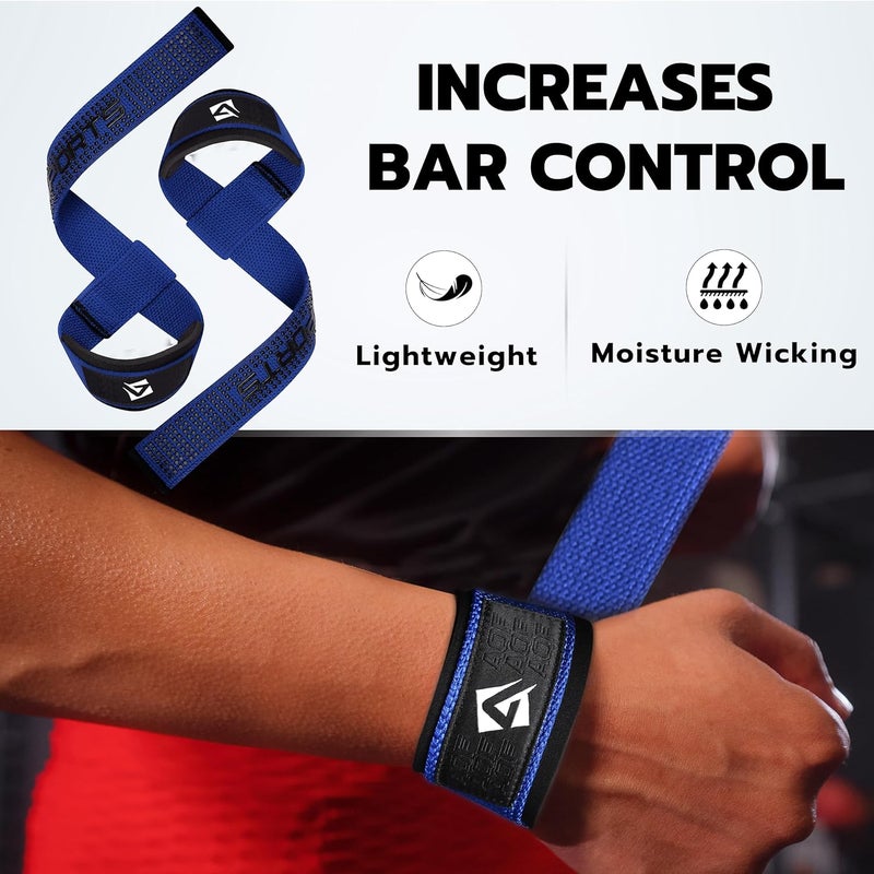 AQF Lifting Wrist Straps for Weightlifting, Powerlifting & Deadlifts – 23” Neoprene Padded Cotton Straps for Strength Training & Gym Workouts - Maximum Grip Support for Men & Women - Image 5