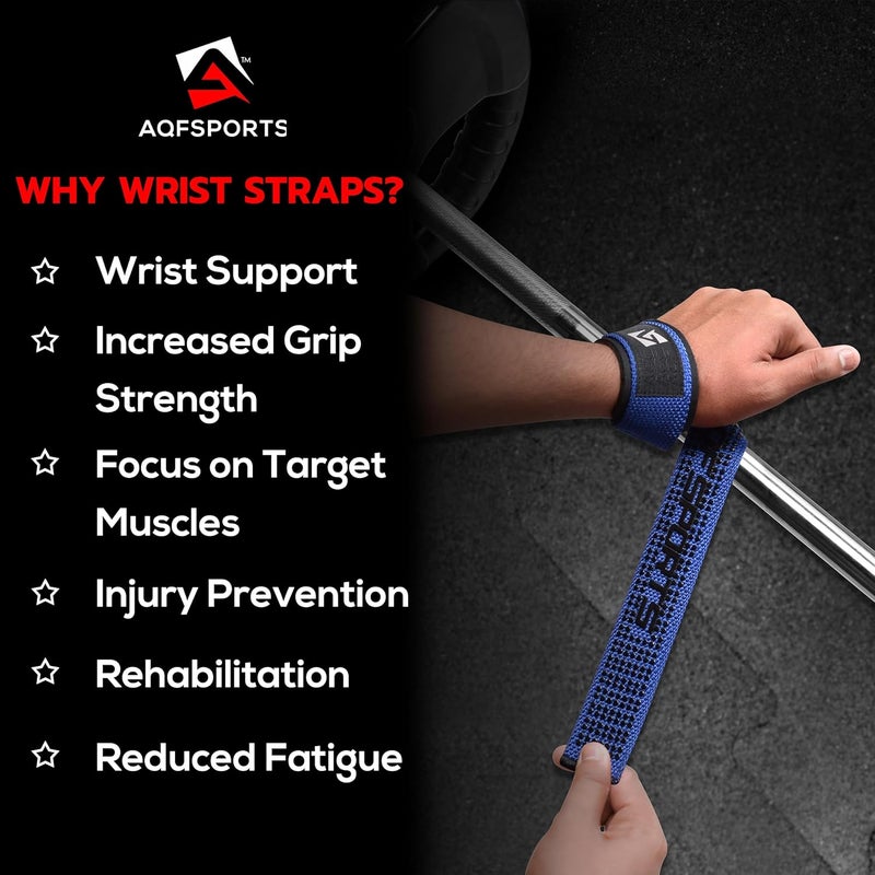 AQF Lifting Wrist Straps for Weightlifting, Powerlifting & Deadlifts – 23” Neoprene Padded Cotton Straps for Strength Training & Gym Workouts - Maximum Grip Support for Men & Women - Image 4