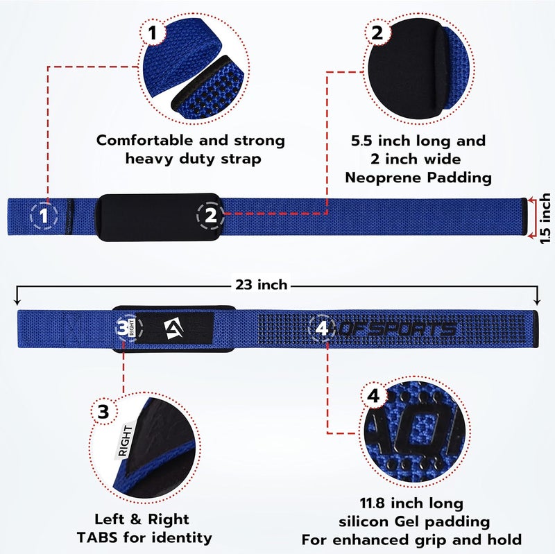 AQF Lifting Wrist Straps for Weightlifting, Powerlifting & Deadlifts – 23” Neoprene Padded Cotton Straps for Strength Training & Gym Workouts - Maximum Grip Support for Men & Women - Image 3