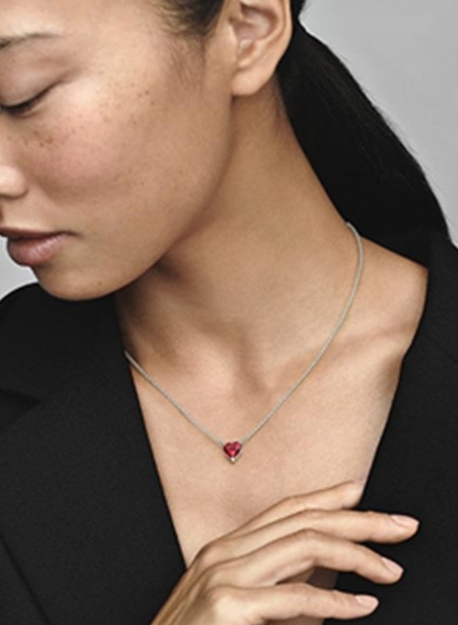 Chomel Women's Sparkling Cubic Zirconia Heart shaped Pendant with Collar Chain Necklace 392542C01-45 - Image 4