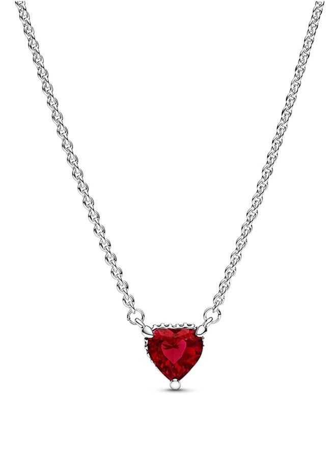 Chomel Women's Sparkling Cubic Zirconia Heart shaped Pendant with Collar Chain Necklace 392542C01-45 - Image 1