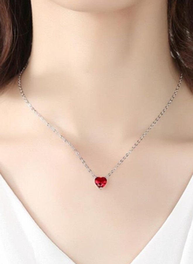 Chomel Women's Sparkling Cubic Zirconia Heart shaped Pendant with Collar Chain Necklace 392542C01-45 - Image 5