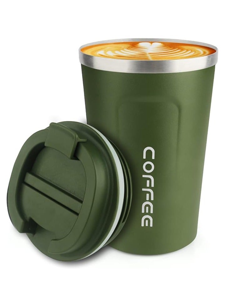 CS COSDDI 12 oz Stainless Steel Vacuum Insulated Tumbler - Coffee Travel Mug Spill Proof with Lid - Coffee Cups for Keep Hot/Ice Coffee,Tea and Beer (Green) 