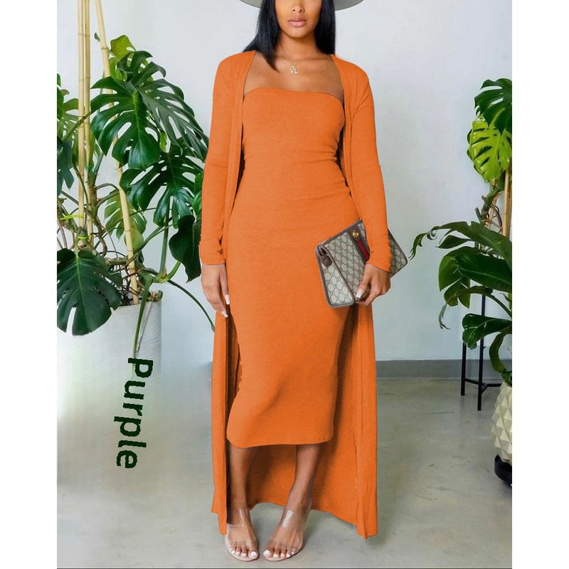 Y8035 Autumn Long Sleeve High Sleeveless Chest Wrap Temperament Commuter Fashion Solid Color suit Black  - Image 5
