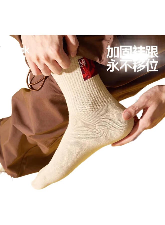COTTON Autumn And Winter New Men'S Long Socks [100% Pure Cotton, Antibacterial, Odor-Resistant] Breathable Trendy Long Socks, 5 Pairs - Image 3
