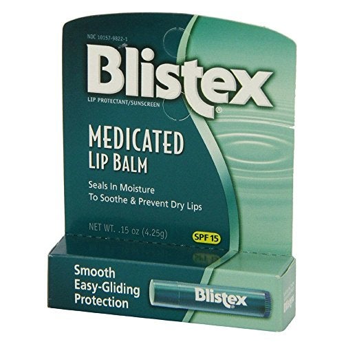 Blistex Medicated Lip Balm with SPF 15 for Dryness Chapping and Soothes Irritated Lips 015oz Pack of 6