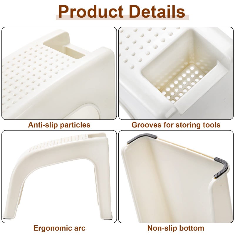 Hedume 2 Pack Shower Foot Rest, Easy Pedicure Foot Rest Stand, Shower Foot Stool for Shaving Legs, Bathing, Manicure, Non-Slip, Built-in Storage - Image 2