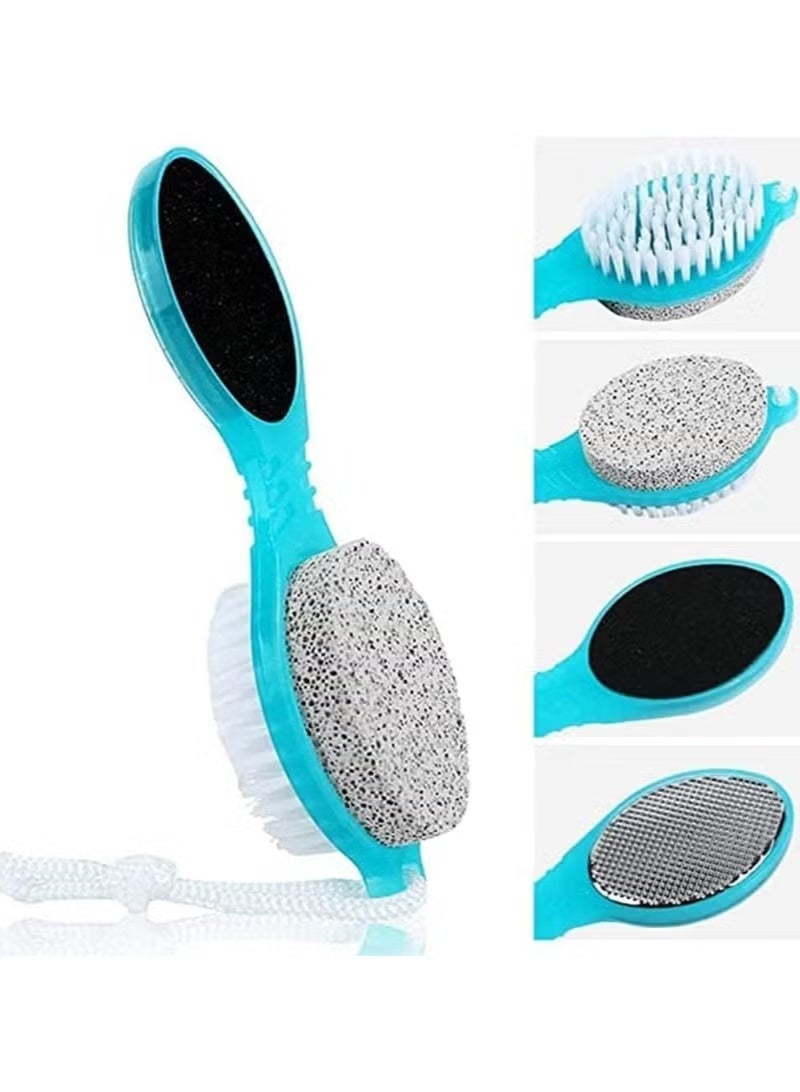 4-in-1 Foot Pedicure Brush with Pumice Stone, Exfoliator, and File for Soft Care; Multi-Purpose Manicure Brush for Cleaning and Polishing Feet, Toes, and Nails - Multi-Color - Image 3