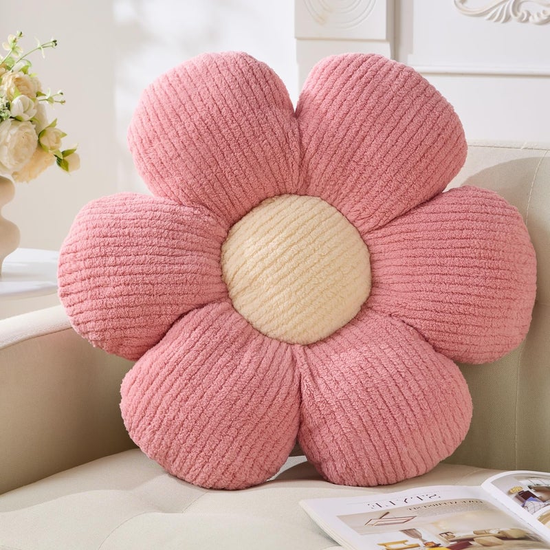Vdoioe Flower Pillow, Pink Throw Pillow Daisy Decorative Pillow Cushion 15.75" Pink Home Decorative Pillows for Bed, Sofa, Couch - Image 1