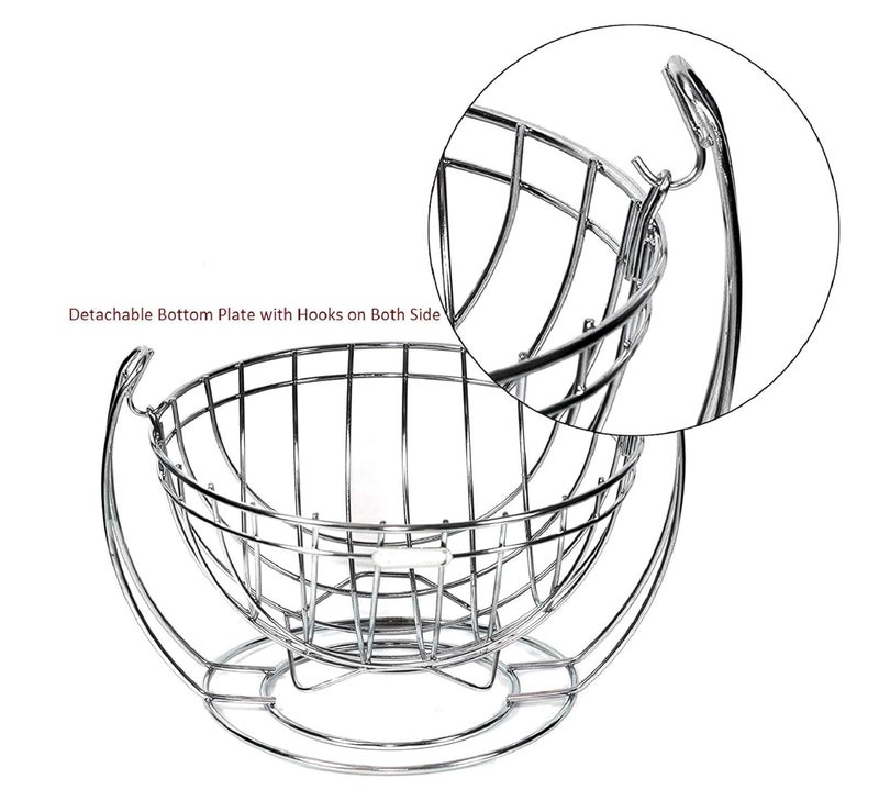 KARTUNBOX Stainless Steel Metal Mess Round Shaped Fruits and Vegetables Swinging Basket for Kitchen and Dining Table Size 975 x 9 x 7 Inch Silver - Image 3