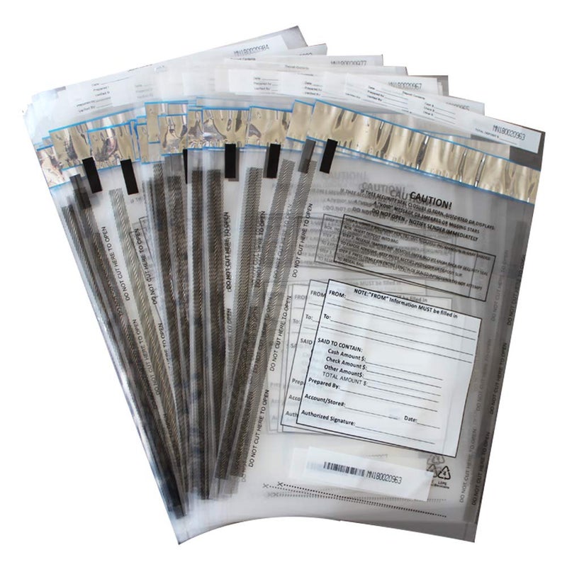 zmybcpack 100 Pack Clear FREEZFraud Deposit Bags, Tamper-Evident Bags, Security Bank Pocket, 9 x 12 Inches - Image 1