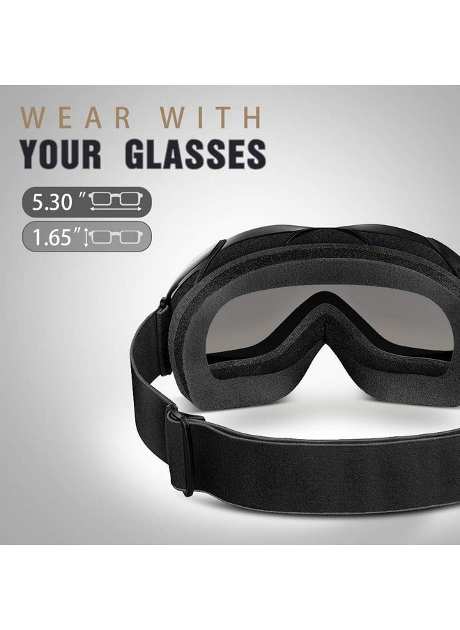 OutdoorMaster - Otg Ski Goggles Over Glasses Ski/Snowboard Goggles For Men Women & Youth 100% Uv Protection (Black Frame + Vlt 10% Grey Lens With Revo Silver) - Image 1