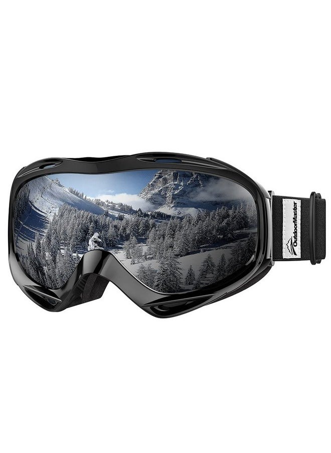 OutdoorMaster - Otg Ski Goggles Over Glasses Ski/Snowboard Goggles For Men Women & Youth 100% Uv Protection (Black Frame + Vlt 10% Grey Lens With Revo Silver) - Image 1