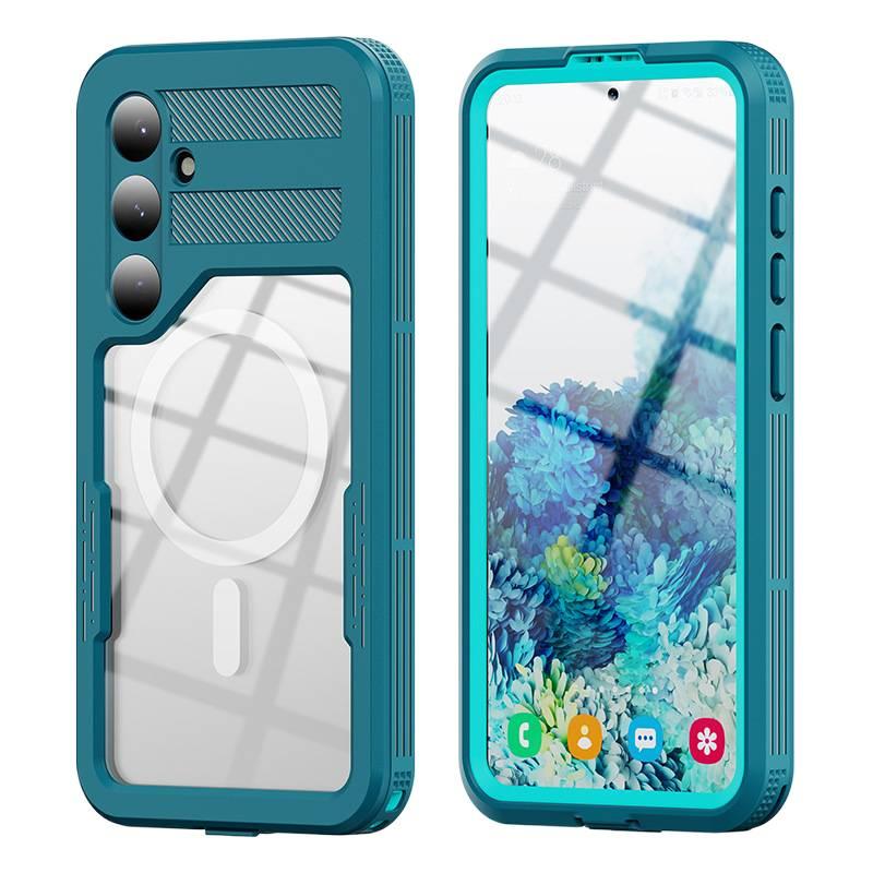 غطاء واقي بTPU لـ Samsung Galaxy S24 Plus مع مقاوم للصدمات وحماية من السقوط مع مقاوم للصدمات مع مغناطيس قوي مع مقاوم للماء باللون Cyan - Image 1