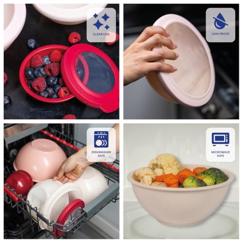 WHYSKO Mixing Bowl Set, 12 Piece Colorful Plastic Mixing Bowls with Lids Set for Food Prep Storage and Serving, Microwave and Dishwasher Safe for Kitchen Baking Cooking - Image 4