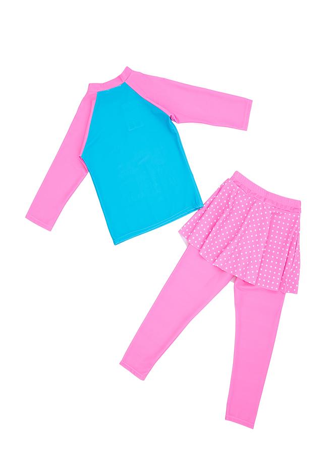 بيبي كلو فلامنجو طقم سباحة قطعتين للبنات مع تنورة وسروال ضيق - Image 3