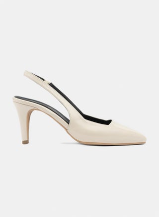 Mid Heel Square Cut Pointy Slingback