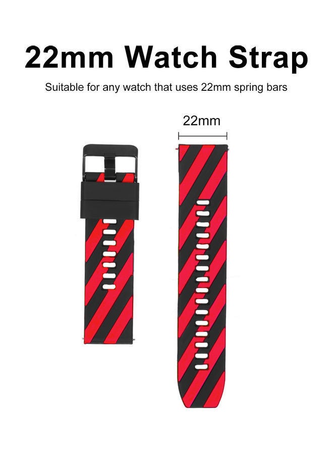 NIBEMINENT Replacement Strap For 22mm Smart and Traditional Watch Red/Black - Image 5