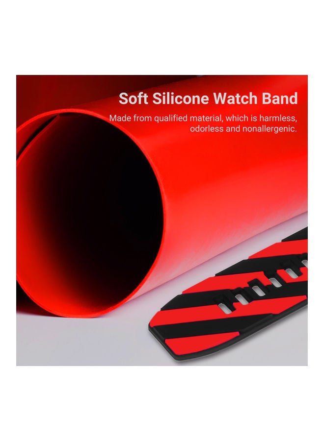 NIBEMINENT Replacement Strap For 22mm Smart and Traditional Watch Red/Black - Image 3