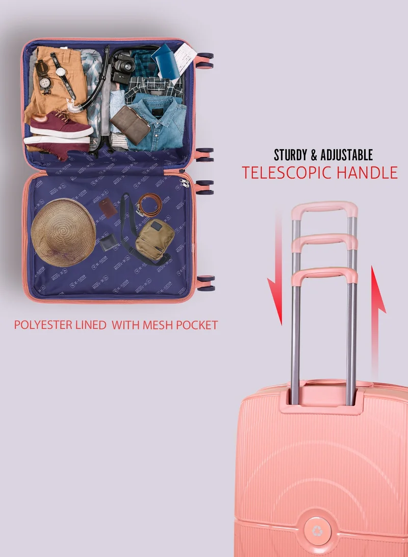 Reflection REFLECTION High Quality PP Checked Suitcase Lightweight Hardshell Durable Expandable Vertical Series Travel Luggage Trolley with Double Spinner Wheels and TSA Lock Rose Gold 28