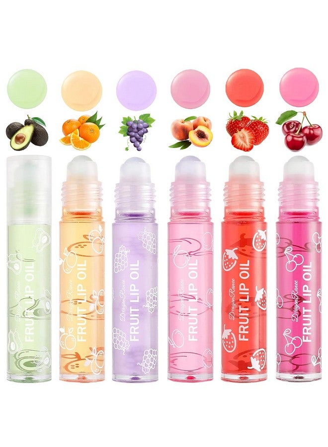 جيرياتيك مجموعة جيرياتيك، 6 قطع من زيت الشفاه بنكهات الفواكه، مرطب شفاه يدوم طويلًا، مجموعة ملمع شفاه دوار، مكياج شفاه لامع لجميع الأعمار، ملمع شفاه شفاف للشفاه الجافة والمتشققة - Image 1