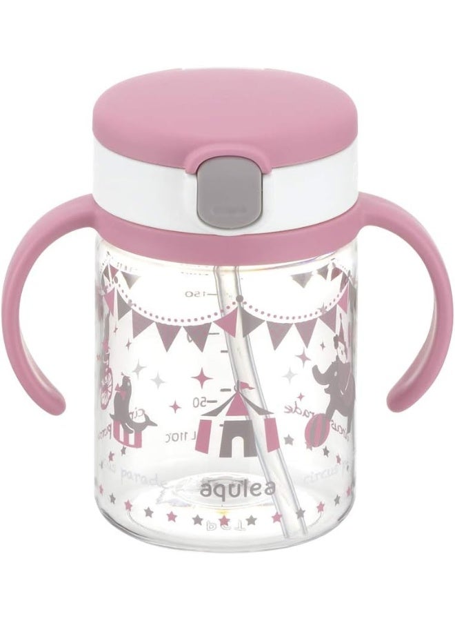 Richell Aqulea Outing Straw Mug 200ml Pink - Image 1