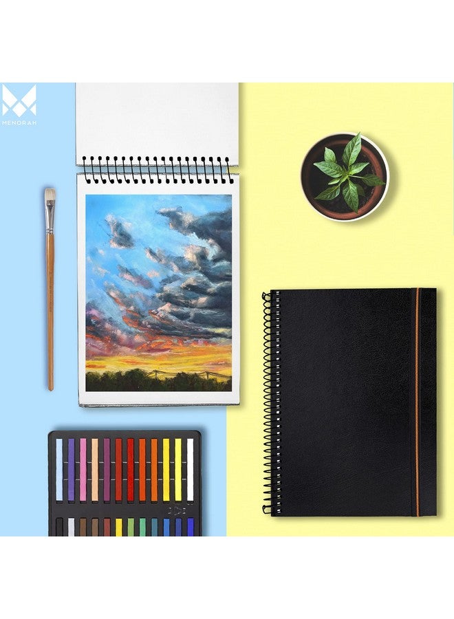 MENORAH Paper - A5 - Artist Sketchbook - 180 Gsm- Spiral Bound, Sketch Book - 100 Pages/50 Sheets (Size 21.0 Cm X 14.8 Cm) - Solid Silver Metal Spiral - Drawing Book - Portrait(Black), Oil Paint - Image 4