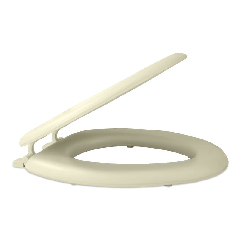 Achim مقعد مرحاض فينيل ناعم مطول بلون العظم 19 بوصة غطاء فينيل ناعم مع وسادة فوم مريحة يناسب جميع التركيبات ذات الحجم المطول سهل التركيب فانتازيا من أتشيم هوم ديكور