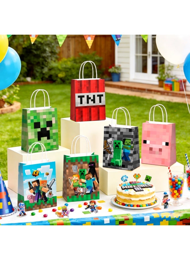 ILovhaprty 177 Pcs Minecraft Party Favor Set for 12 Guests – Block-Themed Gift Bundle with Gift Bags Mini Notebooks Slap Bands Pens Temporary Tattoos DIY Stickers LOMO Cards Keychains & 3D Puzzles, Perfect Kids Birthday Return Gifts for RMinecraft Party Decorations - Image 5
