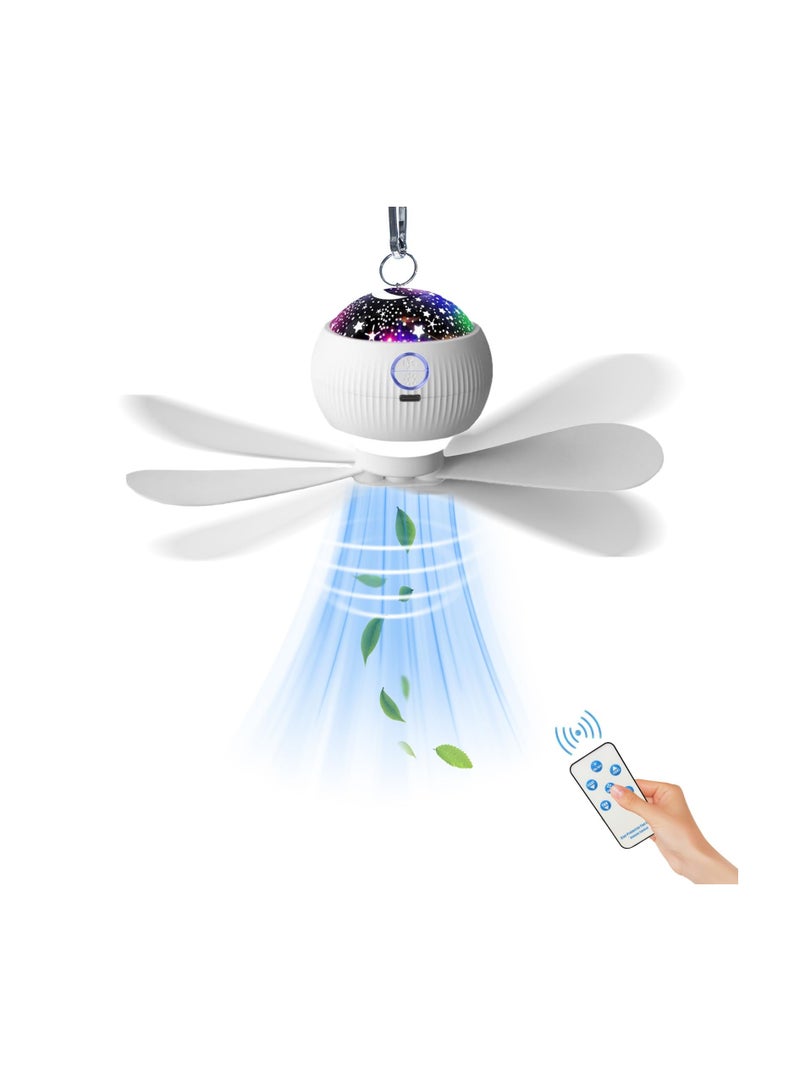 SYOSI مروحة تخييم محمولة مع مصباح LED، مروحة سقف قابلة لإعادة الشحن مع وظيفة عرض، خطاف للتعليق وجهاز تحكم عن بعد، ضوء أساسي للتخييم للخيمة السيارة RV مجموعة طوارئ للبقاء على قيد الحياة - Image 1