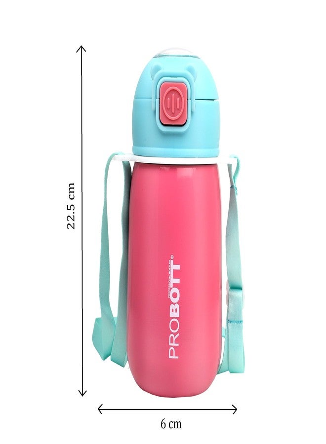 Probott Cutie 500ml Stainless Steel Hot & Cold Water Bottle for 3-5yrs Kids, Pink | Double Walled Vacuum Flask | Sipper Bottle with Straw & Strap for School | Perfect for Toddlers | Leak Proof - Image 4