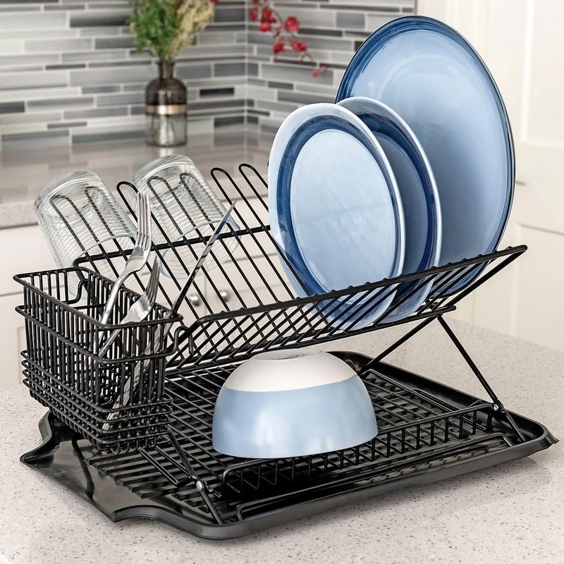 Better Houseware Utensil Drying Rack, Silverware Drying Basket with Hooks, 3-Compartment Steel Holder, Fits Most Dish Racks and Wall Grids, 2 x 8 x 4 Inch, Black - Image 4