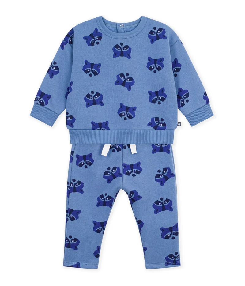 بيتي باتو Babies' Sweatshirt And Trousers Set In Animal-Themed Printed Cotton