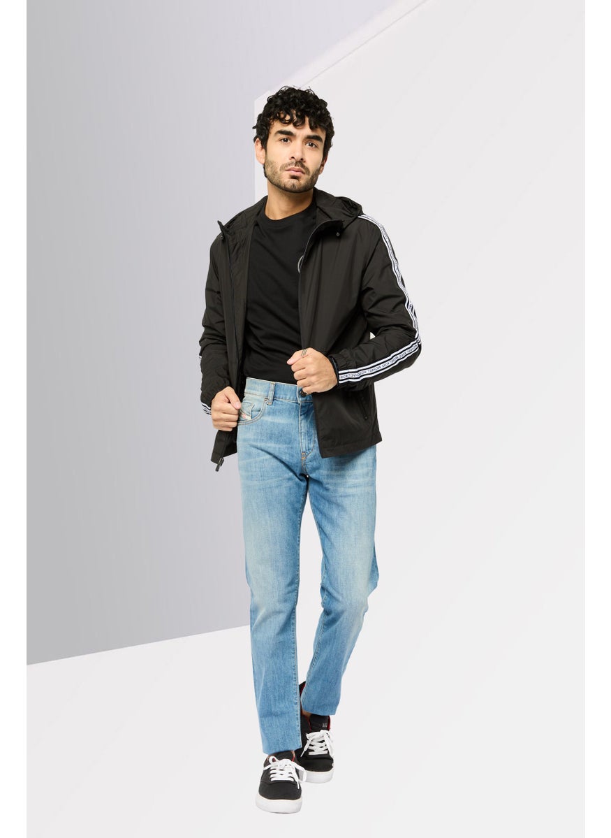 Michael Kors - Men Linear Logo Long Sleeve Windbreaker Jacket, Black - Image 1