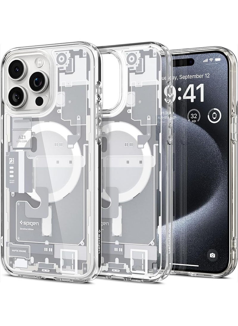 Spigen Ultra Hybrid MagFit for iPhone 15 Pro Case Cover with MagSafe - Zero One White  - Image 1