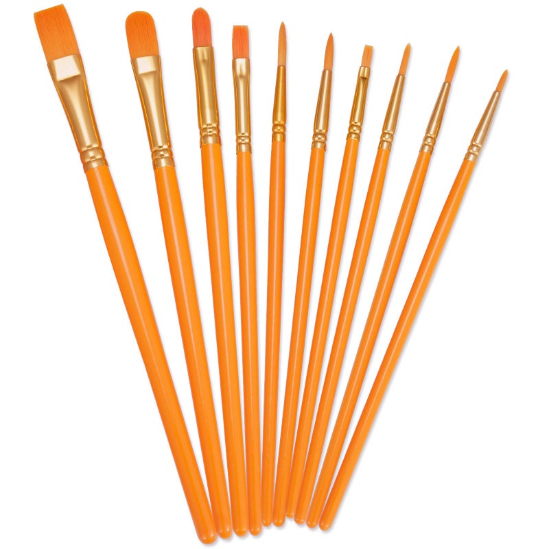 BOSOBO Paint Brushes Set 2 Pack 20 Pcs Round Pointed Tip Paintbrushes Nylon Hair Artist Acrylic Paint Brushes for Acrylic Oil Watercolor Face Nail Art Miniature Detailing Rock Painting Orange
