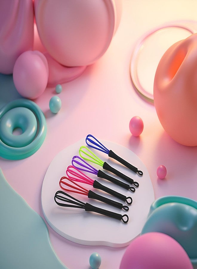 Junfamilee 6Pcs Multicolour Mini Whisks for Hair Dye Color Mixing, 7 x 1.2 in, Balloon Salon Barber Hairdressing Hair Color Dye Cream Whisk Kitchen, Mixer Tool for Blending, Whisking,Hair Coloring Products - Image 3