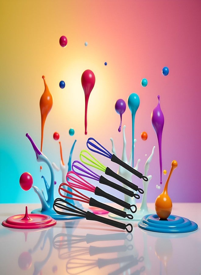 Junfamilee 6Pcs Multicolour Mini Whisks for Hair Dye Color Mixing, 7 x 1.2 in, Balloon Salon Barber Hairdressing Hair Color Dye Cream Whisk Kitchen, Mixer Tool for Blending, Whisking,Hair Coloring Products - Image 2