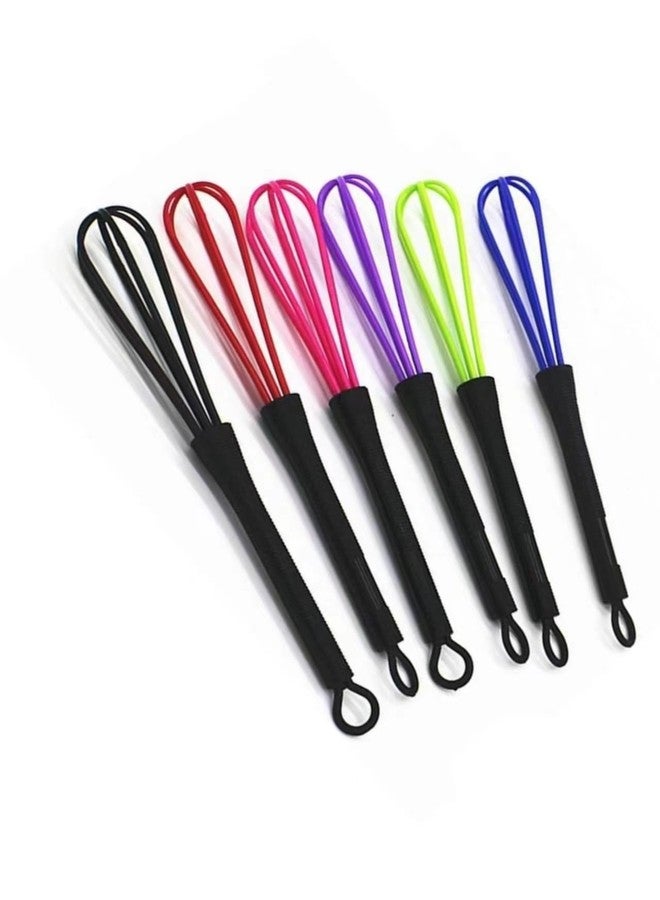 Junfamilee 6Pcs Multicolour Mini Whisks for Hair Dye Color Mixing, 7 x 1.2 in, Balloon Salon Barber Hairdressing Hair Color Dye Cream Whisk Kitchen, Mixer Tool for Blending, Whisking,Hair Coloring Products - Image 1