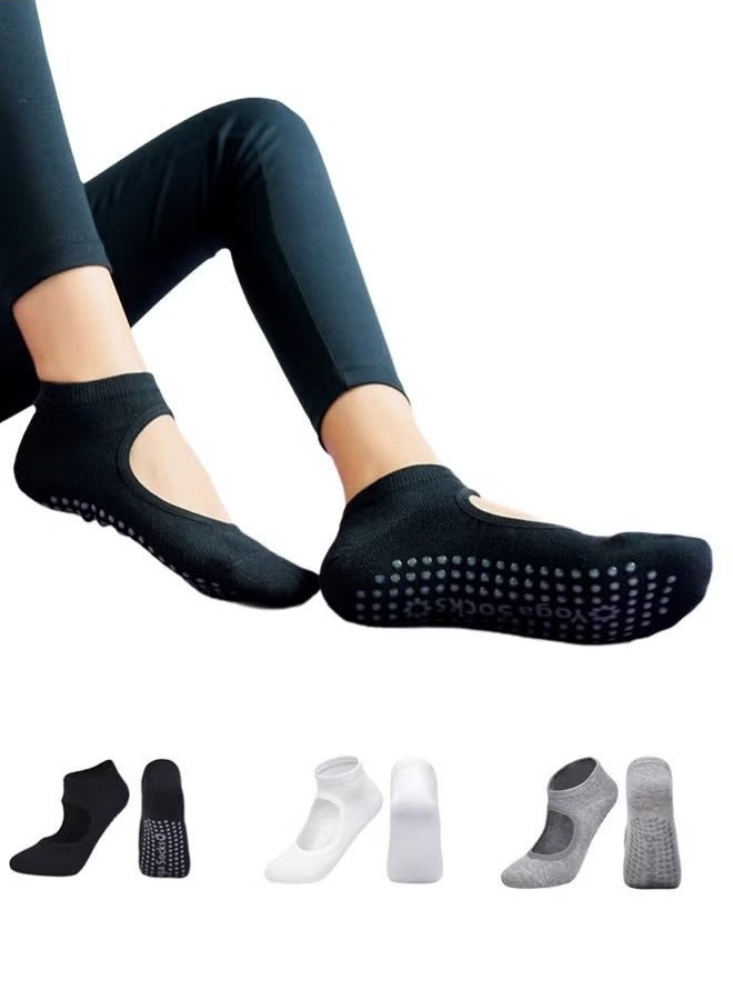 3 Pairs Pilates Grip Socks for Women,Non Slip Yoga Socks - Image 1