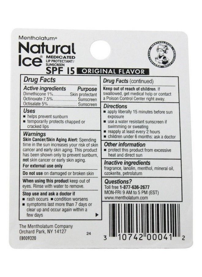 Natural Ice Mentholatum Natural Ice Lip Balm Original SPF 15 1 Each ( Pack of 2)  - Image 4