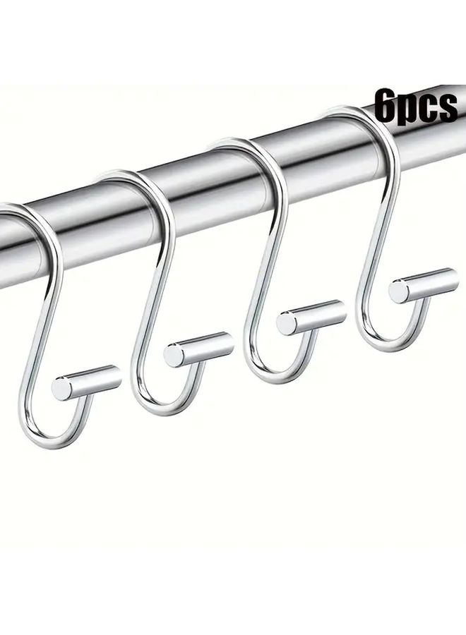 Heavy Duty Cast Iron T Shaped And S Shaped Shower Curtain Hooks 6pcs For Bathroom Rods - Image 1