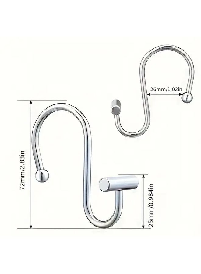 Heavy Duty Cast Iron T Shaped And S Shaped Shower Curtain Hooks 6pcs For Bathroom Rods - Image 3