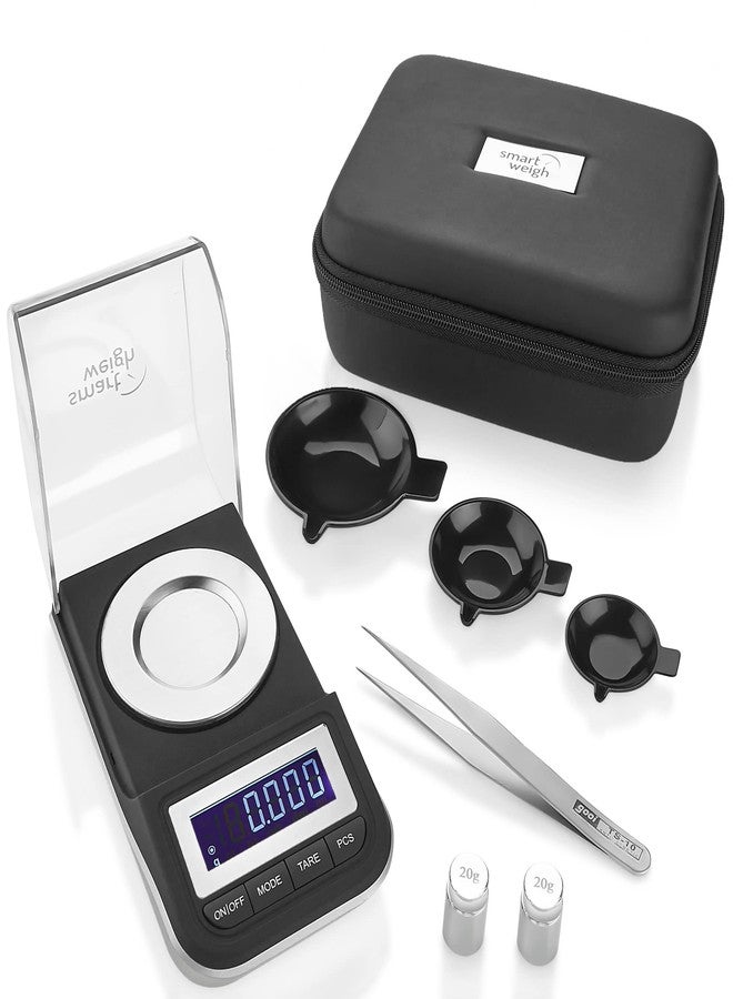Smart Weigh 50g x 0.001 Grams, Premium High Precision Digital Milligram Scale, Includes Tweezers, Calibration Weights,Three Weighing Pans and Case - Image 1