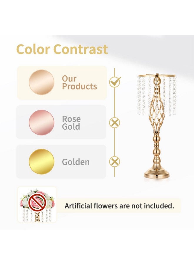 NUPTIO 2 Pcs Crystal Flower Stand Wedding Centerpieces For Tables 21.7In 55Cm Tall Elegant Metal Flower Arrangement Stand Tabletop Metal Flower Vase For Wedding Party Dinner Event Hotel Home Decor - Image 5