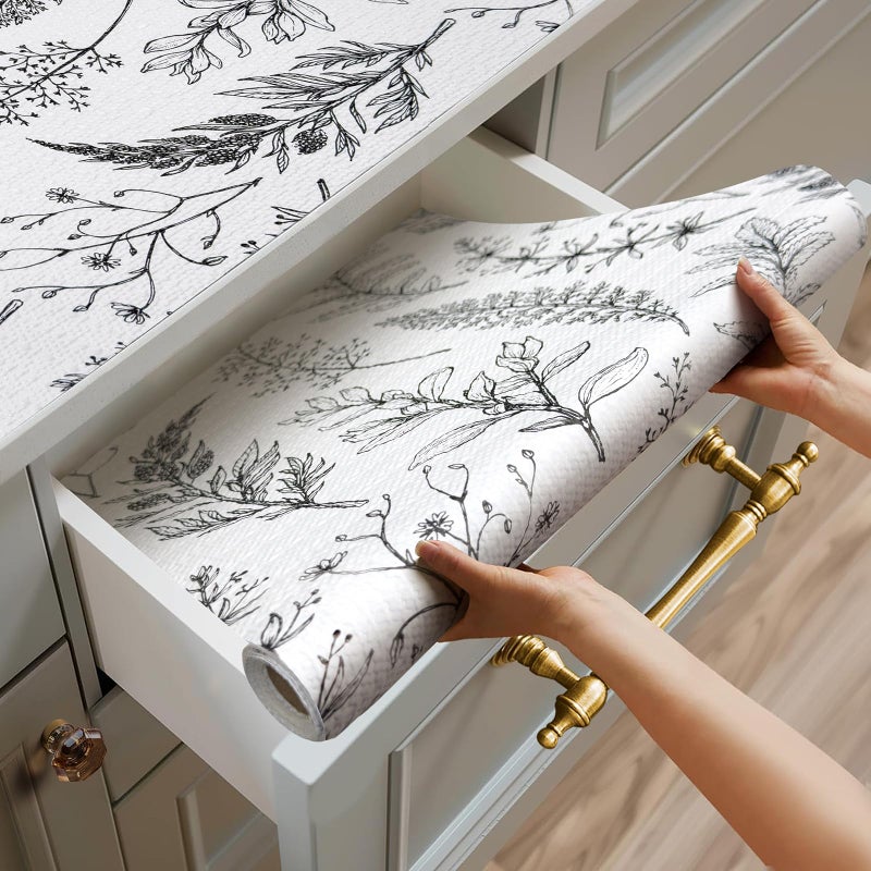 Quttisay Shelf Liner for Kitchen Cabinets,Non Adhesive Cabinet Liner,Non-Slip Drawer Liner,Waterproof Shelf Liner Easy to Clean Strong Grip Liner for Cabinets,Drawers,Cupboardï¼Œ(Floral 12 in x 10FT) - Image 1