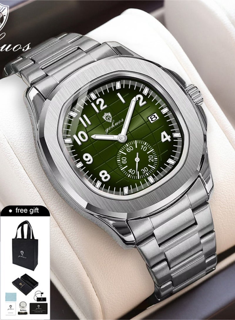 GOHUOS Men's Top Brand Watches- Luxury Stainless Steel Band Analog with Calendar Waterproof Classic Quartz Wrist Watches - 42mm - Father or Boyfriend Gift - Image 3