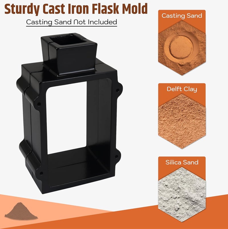 SONRET 2 Part Sand Casting Mold - Cast Iron Casting Flask Mold for Jewelry Making Supplies for Metal Casting, Metal Casting Molds (Casting Sand Not Included) - Image 4